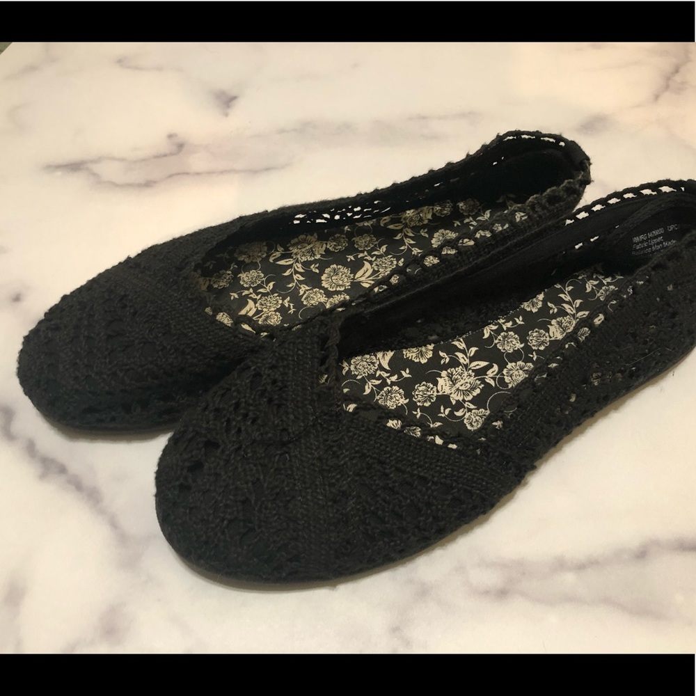 Black Size 7 Womens Lace Dress Flats